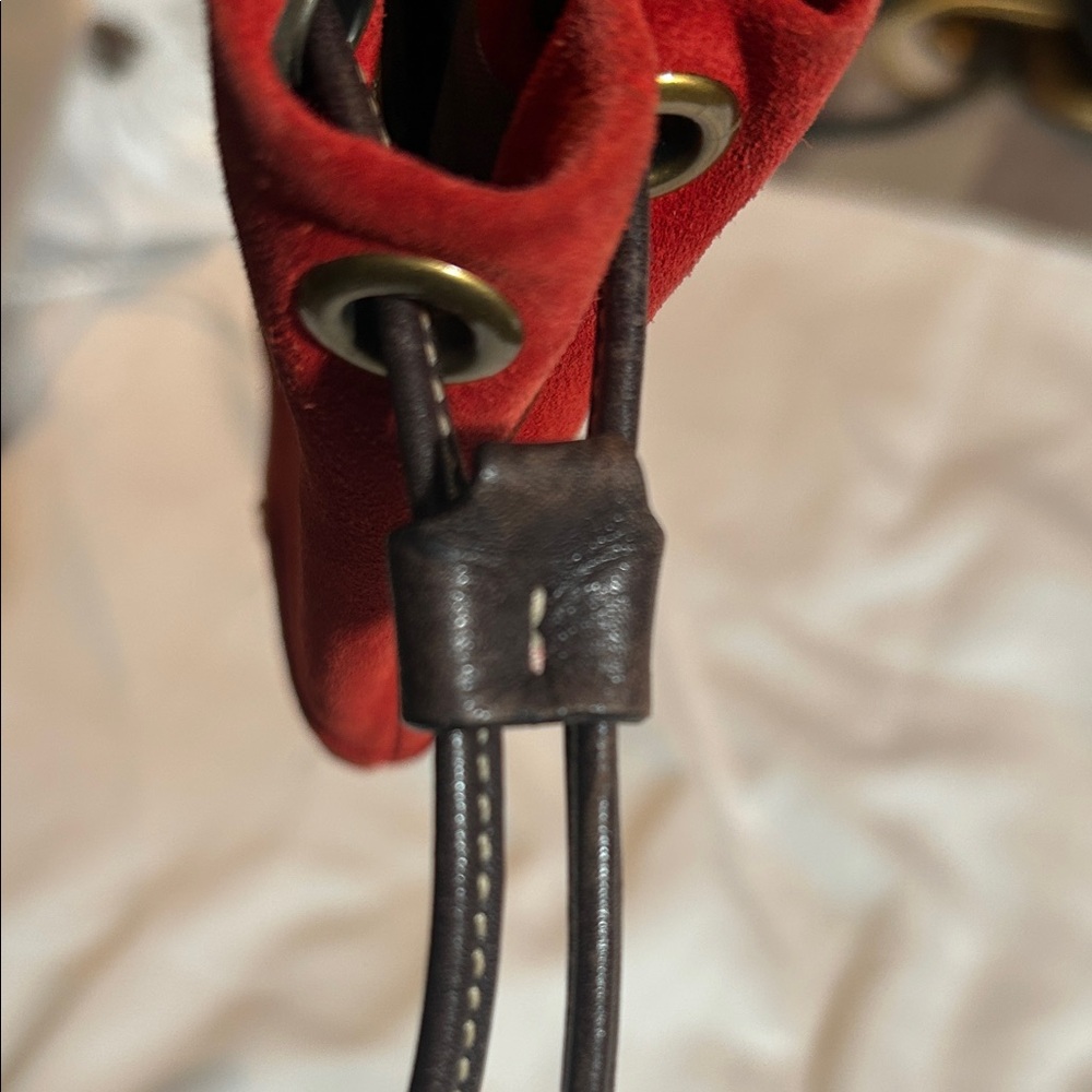 Coach Vintage Soho Drawstring Suede Wristlet in Bordeaux - Picture 12 of 13